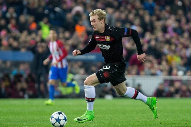 Julian Brandt of Bayer 04 Leverkusen during the match of Uefa Champions League between Atletico de Madrid and Bayer Leverkusen at Vicente Calderon Stadium in Madrid, Spain. March 15, 2017.  (20170315037)