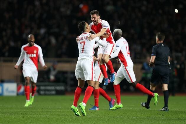 Fußball, CL, AS Monaco - Manchester City March 15, 2017 - Monaco - BERNARDO SILVA of Monaco celebrates at the end of the UEFA Champions League, round of 16, 2nd leg football match between AS Monaco and Manchester City on March 15, 2017 at Louis II stadium in Monaco. Football - UEFA Champions League - AS Monaco vs Manchester City FC  - ZUMAb169 20170315_zaa_b169_013 Copyright: xManuelxBlondeau Aop.Pressx