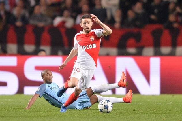 Fußball, CL, AS Monaco - Manchester City 25 Fernandinho (mc) - 10 BERNARDO SILVA (mon) FOOTBALL : AS Monaco vs Manchester City - Champions League - 15 03 2017 AnthonyBIBARD FEP Panoramic 