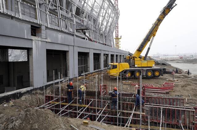 ROSTOV-ON-DON, RUSSIA - MARCH 16, 2017: The construction site of Rostov Arena Stadium, a venue for 2018 FIFA World Cup WM Weltmeisterschaft Fussball matches. Valery Matytsin TASS  TS0447BD