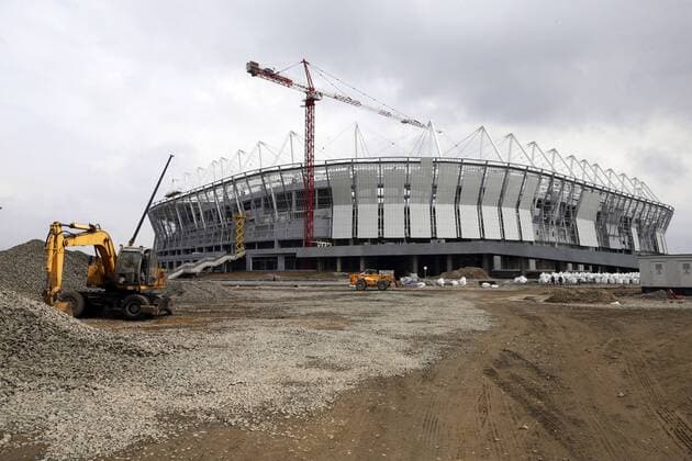 ROSTOV-ON-DON, RUSSIA - MARCH 16, 2017: The construction site of Rostov Arena Stadium, a venue for 2018 FIFA World Cup WM Weltmeisterschaft Fussball matches. Valery Matytsin TASS  TS0447B3