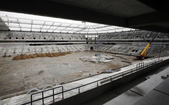 ROSTOV-ON-DON, RUSSIA - MARCH 16, 2017: The construction site of Rostov Arena Stadium, a venue for 2018 FIFA World Cup WM Weltmeisterschaft Fussball matches. Valery Matytsin TASS  TS0447B4