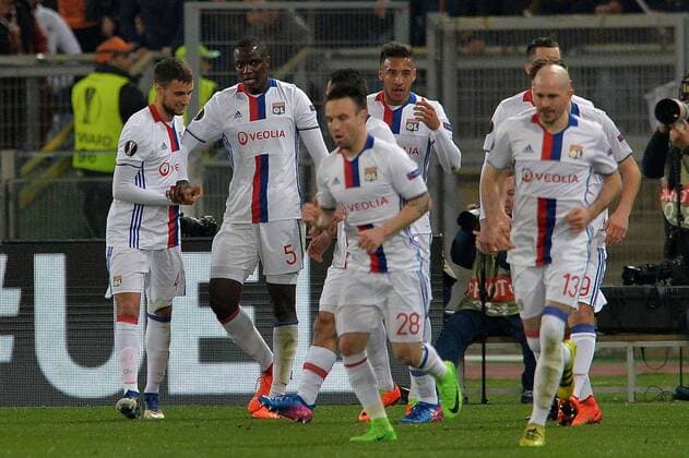 Fußball, EL, AS Rom - Olympique Lyon Esultanza dopo il gol di Mouctar Diakhaby Lione. Goal celebration. Football, Roma 16-03-2017 Europa League 2016 2017 Round of 16 AS Rom - Olympique Lyon AntoxBaldassarre