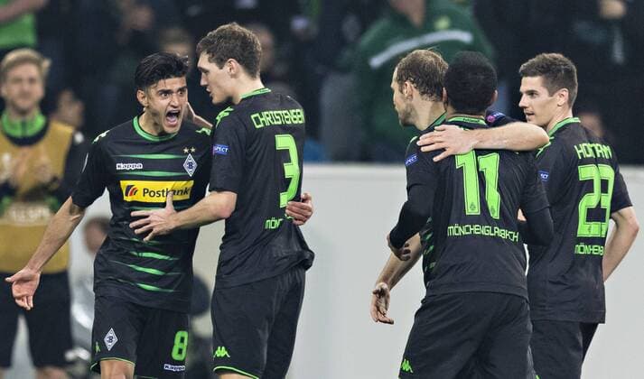 Mönchengladbach, 16.03.2017 Torjubel: Mahmoud Dahoud (BMG), Andreas Christensen (BMG), Tony Jantschke (BMG), Raffael (BMG), Jonas Hofmann (BMG) Borussia Mönchengladbach - FC Schalke 04