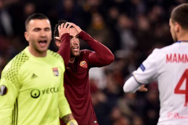 March 16, 2017 - Rome, Italy - Kevin Strootman of AS Roma rues a missed chance during the UEFA Europa League match between Roma and Olympique Lyonnais at Stadio Olimpico, Rome, Italy on 16 March 2017 Roma v Olympique Lyonnais UEFA Europa League  - ZUMAn230 20170316_zaa_n230_178 Copyright: xGiuseppexMaffiax