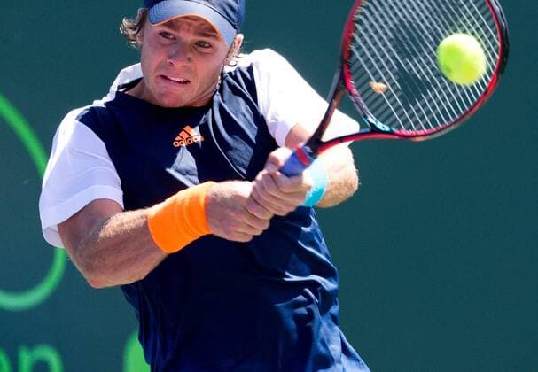 March 21, 2017: Christian Harrison, of the United States, plays a backhand against Rogerio Dutra Silva, from Brazil, at the 2017 Miami Open presented by Itau professional tennis tournament, played at Crandon Park Tennis Center in Key Biscayne, Florida, USA. CSM Tennis 2017: Miami Open presented by ITAU MAR 21 - ZUMAc04_ 20170321_zaf_c04_124 Copyright: xMarioxHoubenx