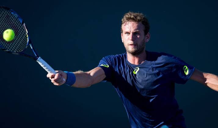 March 21, 2017: Mathias Bourgue, from France, plays a forehand against Frances Tiafoe, of the United States, at the 2017 Miami Open presented by Itau professional tennis tournament, played at Crandon Park Tennis Center in Key Biscayne, Florida, USA. CSM Tennis 2017: Miami Open presented by ITAU MAR 21 - ZUMAc04_ 20170321_zaf_c04_245 Copyright: xMarioxHoubenx