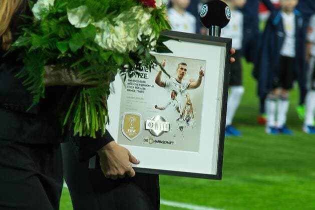 Dortmund, Germany 22.03.2017, Laenderspiel, Deutschland - England, Ehrentafel fuer Lukas Podolski (GER) ( DeFodi507