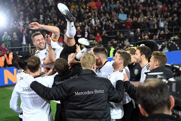 22.03.2017, xjhx, Fussball Freundschaftsspiel, Deutschland - England, emspor, v.l. Lukas Podolski (Deutsche Fussball Nationalmannschaft DFB) Dortmund