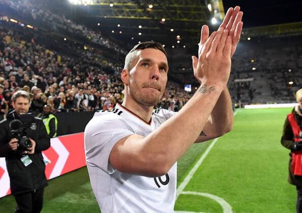 22.03.2017, xjhx, Fussball Freundschaftsspiel, Deutschland - England, emspor, v.l. Lukas Podolski (Deutsche Fussball Nationalmannschaft DFB) Dortmund
