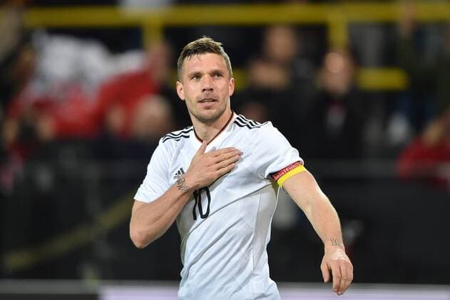 Dortmund, Signal Iduna Park, 22.03.17, Fußball - Länderspiel - Deutschland - England Bild: Lukas Podolski (Deutschland) macht das Tor zum 1:0, Jubel xsmmpJPGx