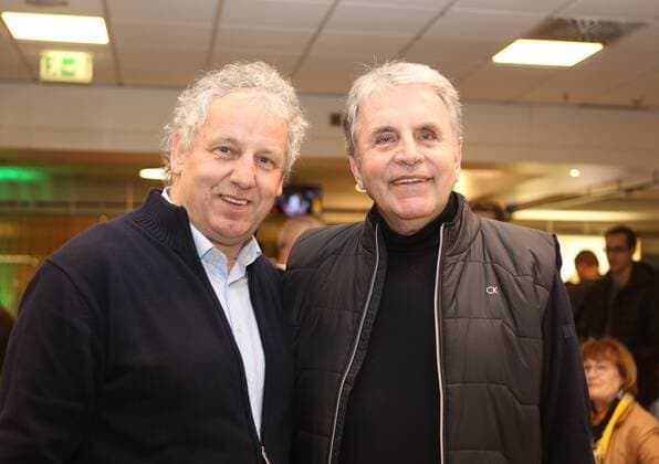 Länderspiel, Deutschland - England, 22. 03.2017, in Dortmund, Treffpunkt Club der Nationalspieler. -- Wolfgang Benkert ( links ) und Jürgen Croy ( beide DDR Torhüter )