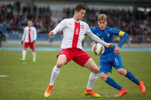 2017.03.23 Pila Pilka nozna Puchar Czterech Narodow u20 Polska - Wlochy N z Oskar Zawada , Filippo Romagna Foto Pawel Jaskolka PressFocus 2017.03.23 Pila Football 4 Nations Cup under 20 Poland - Italy Credit: Pawel Jaskolka PressFocus NEWSPIX.PL --- Newspix.pl  20170323_PF_PJ001