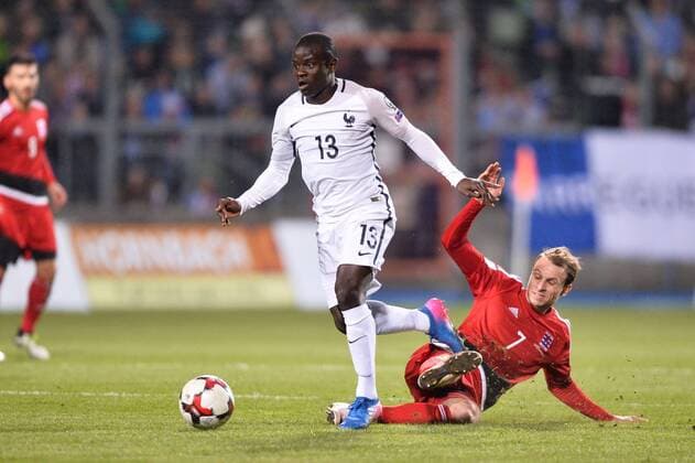 13 N GOLO KANTE (fra) - 07 Lars Gerson (lux) FOOTBALL : Luxembourg vs France - Qualifications Coupe du Monde 2018 - 25 03 2017 AnthonyBIBARD FEP Panoramic 