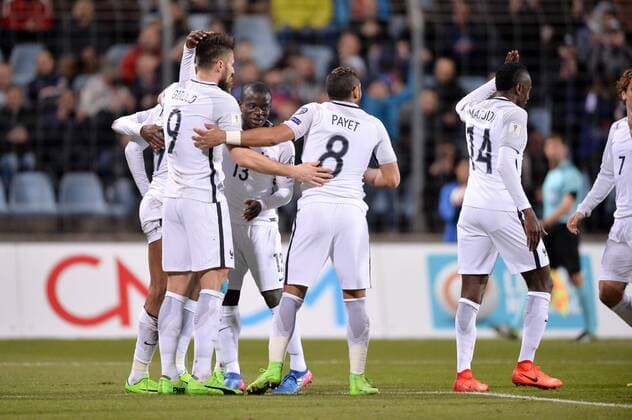 13 N GOLO KANTE (fra) - 09 Olivier Giroud (fra) - JOIE FOOTBALL : Luxembourg vs France - Qualifications Coupe du Monde 2018 - 25 03 2017 AnthonyBIBARD FEP Panoramic 