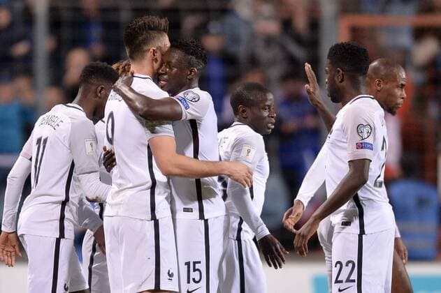 15 BENJAMIN MENDY (fra) - 13 N GOLO KANTE (fra) - JOIE FOOTBALL : Luxembourg vs France - Qualifications Coupe du Monde 2018 - 25 03 2017 AnthonyBIBARD FEP Panoramic 