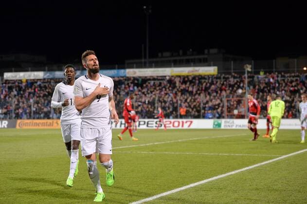 09 Olivier Giroud (fra) - 11 OUSMANE DEMBELE (fra) - JOIE FOOTBALL : Luxembourg vs France - Qualifications Coupe du Monde 2018 - 25 03 2017 AnthonyBIBARD FEP Panoramic 