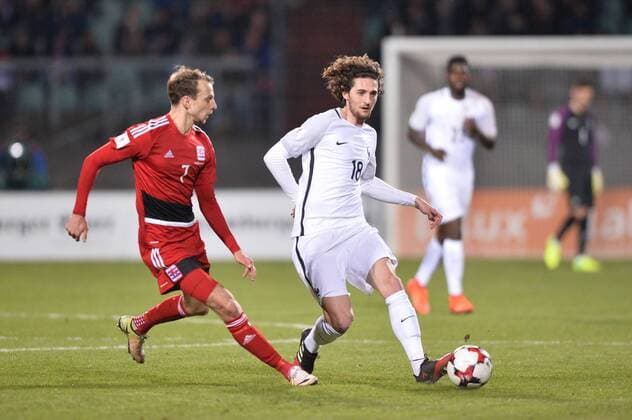18 ADRIEN RABIOT (fra) - 07 Lars Gerson (lux) FOOTBALL : Luxembourg vs France - Qualifications Coupe du Monde 2018 - 25 03 2017 AnthonyBIBARD FEP Panoramic 