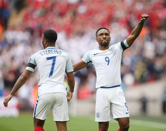 England s Jermain Defoe celebrates scoring is sides opening goal during the World Cup Qualifying match at Wembley Stadium, London. Picture date: March 26th, 2017. Pic credit should read: David Klein Sportimage EDITORIAL USE ONLY. No use with unauthorised audio, video, data, fixture lists, club league logos or live services. Online in-match use limited to 120 images, no video emulation. No use in betting, games or single club league player publications.