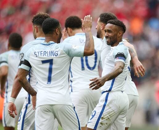 England s Jermain Defoe celebrates scoring is sides opening goal during the World Cup Qualifying match at Wembley Stadium, London. Picture date: March 26th, 2017. Pic credit should read: David Klein Sportimage EDITORIAL USE ONLY. No use with unauthorised audio, video, data, fixture lists, club league logos or live services. Online in-match use limited to 120 images, no video emulation. No use in betting, games or single club league player publications.