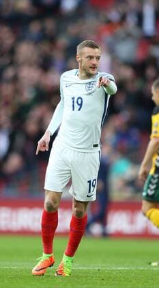 FuÃŸball, WM Quali, England - Litauen March 26th 2017, Wembley Stadium, London, England; World Cup 2018 Qualification football, England versus Lithuania; Jamie Vardy of England celebrates after scoring his sides 2nd goal in the 67th minute to make it 2-0 xJohnxPatrickxFletcherx  ActionPlus11860847