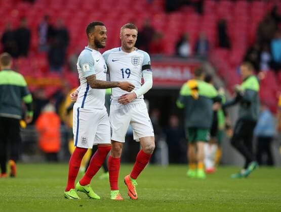 England s Jamie Vardy celebrates at the final whistle during the World Cup Qualifying match at Wembley Stadium, London. Picture date: March 26th, 2017. Pic credit should read: David Klein Sportimage EDITORIAL USE ONLY. No use with unauthorised audio, video, data, fixture lists, club league logos or live services. Online in-match use limited to 120 images, no video emulation. No use in betting, games or single club league player publications.