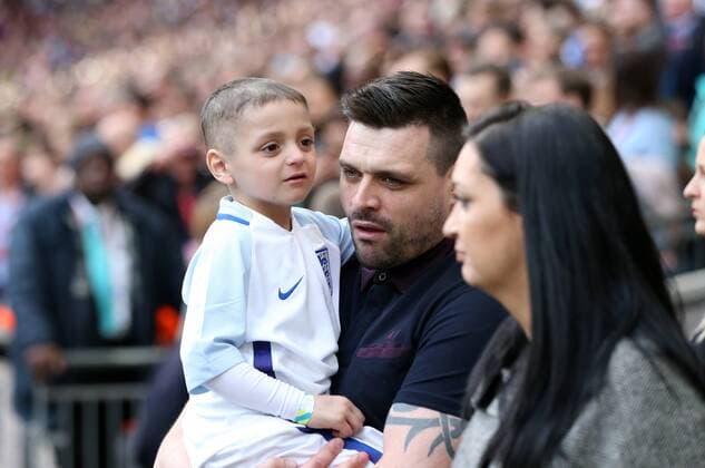 Bradley Lowery looks on during the World Cup Qualifying match at Wembley Stadium, London. Picture date: March 26th, 2017. Pic credit should read: David Klein Sportimage EDITORIAL USE ONLY. No use with unauthorised audio, video, data, fixture lists, club league logos or live services. Online in-match use limited to 120 images, no video emulation. No use in betting, games or single club league player publications.