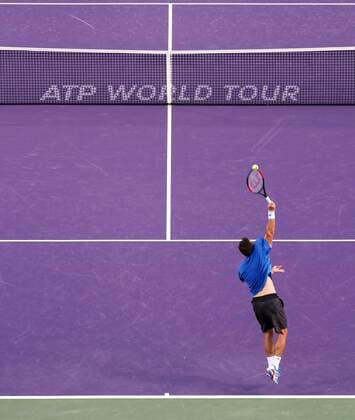 March 26, 2017: Philipp Kohlschreiber, of Germany, serves against Rafael Nadal, of Spain, at the 2017 Miami Open presented by Itau professional tennis tournament, played at Crandon Park Tennis Center in Key Biscayne, Florida, USA. Nadal d Kohlschreiber 0-6 6-2 6-3. CSM Tennis 2017: Miami Open presented by ITAU MAR 26 - ZUMAc04_ 20170326_zaf_c04_351 Copyright: xMarioxHoubenx