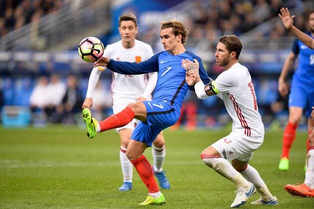 07 ANTOINE GRIEZMANN (fra) - 15 SERGIO RAMOS (esp) FOOTBALL : France vs Espagne - Match Amical - 28 03 2017 AnthonyBIBARD FEP Panoramic 