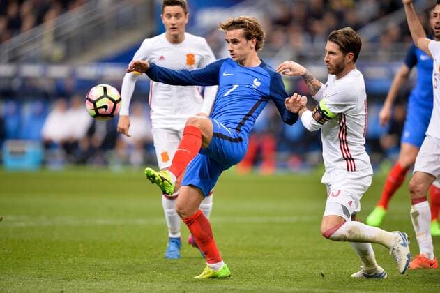 07 ANTOINE GRIEZMANN (fra) - 15 SERGIO RAMOS (esp) FOOTBALL : France vs Espagne - Match Amical - 28 03 2017 AnthonyBIBARD FEP Panoramic 