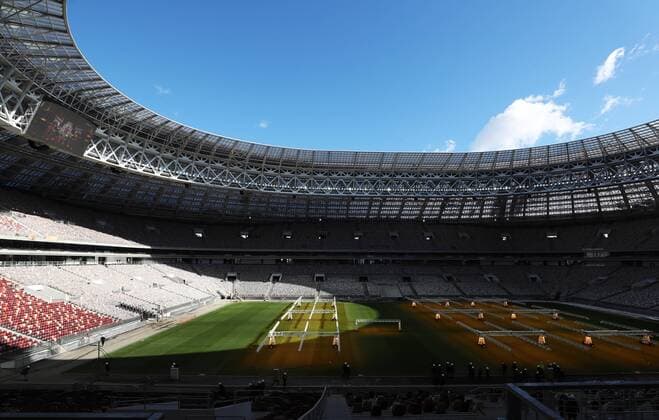 MOSCOW, RUSSIA - MARCH 29, 2017: A view of the Luzhniki Stadium being renovated ahead of the 2018 FIFA World Cup WM Weltmeisterschaft Fussball Valery Sharifulin TASS  TS045E76