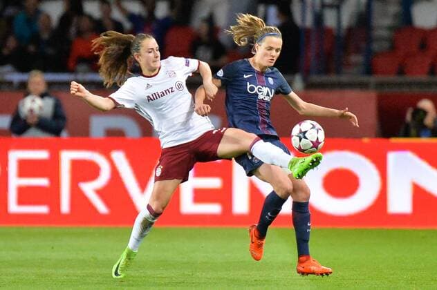 Sara Daebritz (FC Bayern Muenchen), Irene Paredes (PSG Paris Saint-Germain) Paris, Frankreich, 29.03.2017, Fussball, UEFA Women s Champions League, Paris Saint-Germain - FC Bayern Muenchen, xklx
