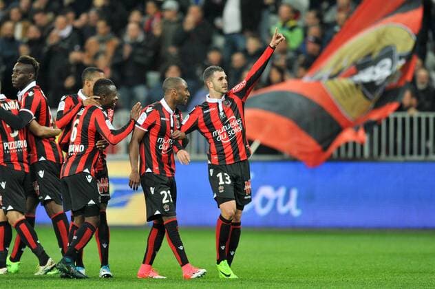 06 JEAN MICHAEL SERI (nice) - 21 RICARDO PEREIRA (nice) - 13 Valentin EYSSERIC (nice) - JOIE FOOTBALL : Nice vs Bordeaux - Ligue 1 - 02 04 2017 FEP Panoramic 