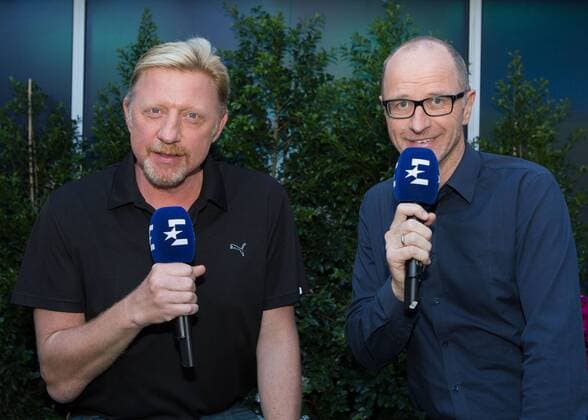 Eurosport Kommentatoren BORIS BECKER und MATTHIAS STACH im Gesparaech, Mikrofon,Portrait, Australian Open 2017 - Melbourne Park - Melbourne - Victoria - Australia - 26 01 2017. Juergen Hasenkopf