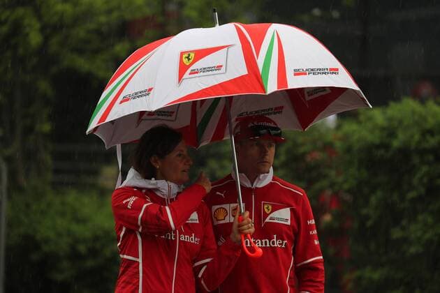 Chinese Grand Prix, Shanghai 06 - 09 April 2017 06.04.2017 - Stefania Boccoli (ITA) Ferrari PR Officer and Kimi Raikkonen (FIN) Scuderia Ferrari SF70H 