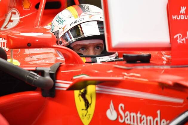 German F1 Sebastian Vettel of Ferrari steers his car as he leaves the pit during a practice session for the 2017 Formula 1 Chinese Grand Prix at the Shanghai International Circuit in Shanghai, China, 7 April 2017. F1 drivers in full swing for Chinese Grand Prix in practice session  20170407_61067