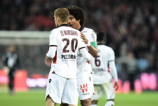 Maxime Le Marchand ( Nice ) - Bonfim Dante ( Nice ) FOOTBALL : Lille OSC vs OGC Nice - Ligue 1 - Lille - 07 04 2017 FedericoPestellini Panoramic 