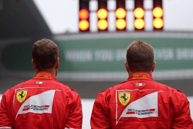 Chinese Grand Prix, Shanghai 06 - 09 April 2017 09.04.2017 - Race, Sebastian Vettel (GER) Scuderia Ferrari SF70H and Kimi Raikkonen (FIN) Scuderia Ferrari SF70H 