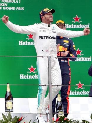 (170409) -- SHANGHAI, April 9, 2017 -- Mercedes driver Lewis Hamilton of Britain celebrates on the podium after winning the Formula One Chinese Grand Prix at the Shanghai International Circuit in Shanghai, east China, April 9, 2017. ) (SP)CHINA-SHANGHAI-F1-2017 CHINESE GRAND PRIX(CN) fanxjun 