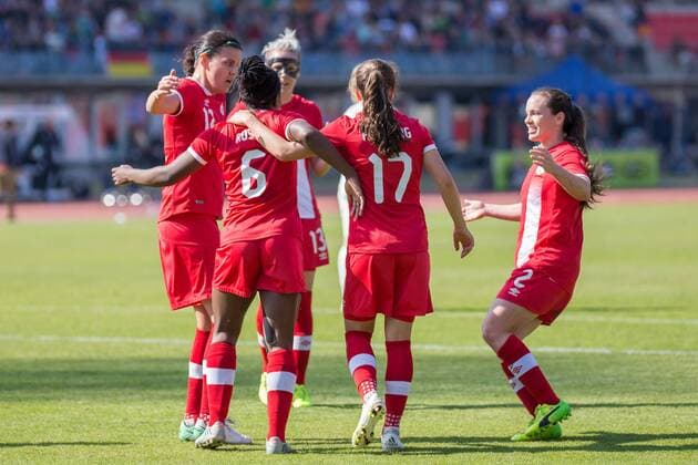 Jubel, celebration über das Tor durch Deanne Rose (CAN, 6), Fußball, Frauen, Länderspiel, Deutschland - Kanada, xprx