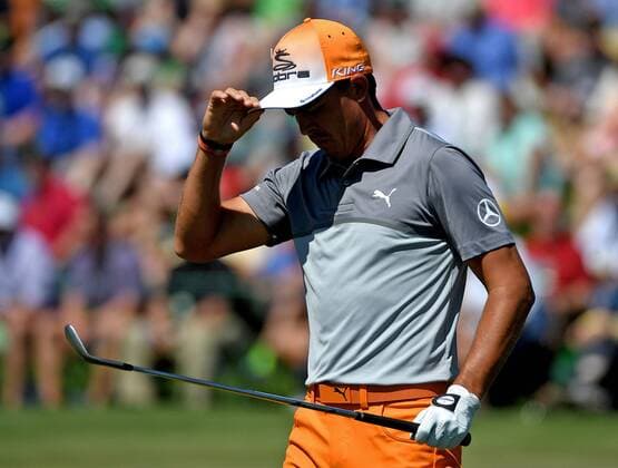 April 9, 2017 - Augusta, GA, USA - Rickie Fowler studies his line to the pin prior to chipping onto the second green during the final round of the Masters Tournament on Sunday, April 9, 2017 at Augusta National Golf Club in Augusta, Ga. 2017 Masters Round 4 - ZUMAm67_ 20170409_zaf_m67_030 Copyright: xJeffxSinerx