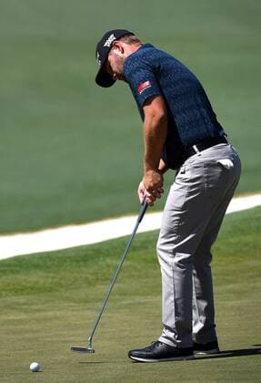 April 9, 2017 - Augusta, GA, USA - Ryan Moore sinks a putt on the second green during the final round of the Masters Tournament on Sunday, April 9, 2017 at Augusta National Golf Club in Augusta, Ga. 2017 Masters Round 4 - ZUMAm67_ 20170409_zaf_m67_043 Copyright: xJeffxSinerx