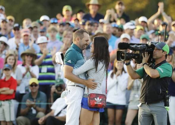 Garcia wins Masters title Sergio Garcia of Spain celebrates with his fiance after winning the Masters Tournament at Augusta National Golf Club on April 9, 2017, beating Justin Rose of England in a playoff. 