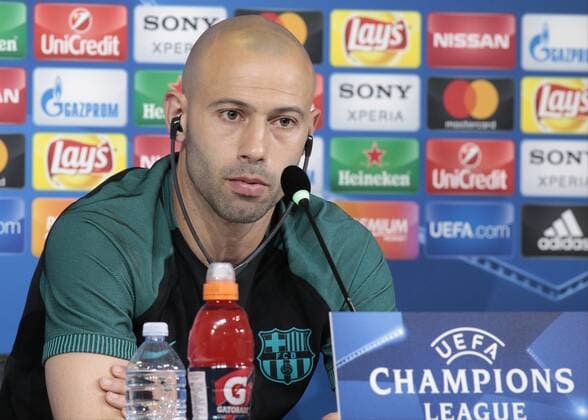 April 10, 2017 - Turin, Italy - Javier Mascherano during the press conference PK Pressekonferenz before Champions League match between Juventus v Barcelona, in Turin, on April 10, 2017. FC Barcelona Barca - Press Conference  - ZUMAn230 20170410_zaa_n230_053 Copyright: xLorisxRosellix