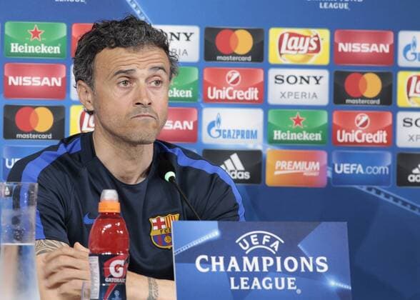 April 10, 2017 - Turin, Italy - Luis Enrique during the press conference PK Pressekonferenz before Champions League match between Juventus v Barcelona, in Turin, on April 10, 2017. FC Barcelona Barca - Press Conference  - ZUMAn230 20170410_zaa_n230_061 Copyright: xLorisxRosellix