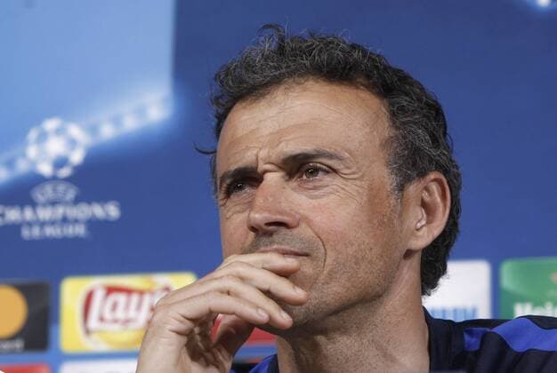 Italy:Champions League- Barcelona press conference PK Pressekonferenz Barcelona coach Luis Enrique attends a press conference ahead of the Champions League quarter finals first league soccer match against Juventus.  IsabellaxBonottox xPacificxPress