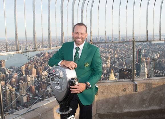 April 10, 2017 - New York, New York, U.S - PGA Golf Herren Masters 2017 winner SERGIO GARCIA visits the Empire State Building, April 10, 2017 in New York. PGA Masters 2017 winner Sergio Garcia visits the Empire State Building - ZUMAb148 20170410_zap_b148_043 Copyright: xBryanxSmithx