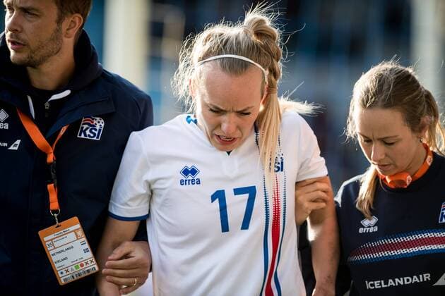 Elisa Vidarsdottir of Icelandduring the friendly match between the women of Netherlands and Iceland at the Vijverberg stadium on April 11, 2017 in Doetinchem, The Netherlands Women: Netherlands v Iceland Friendly match 2016 2017 xVIxRonaldxBonestrooxfotografiexIVx 7552451