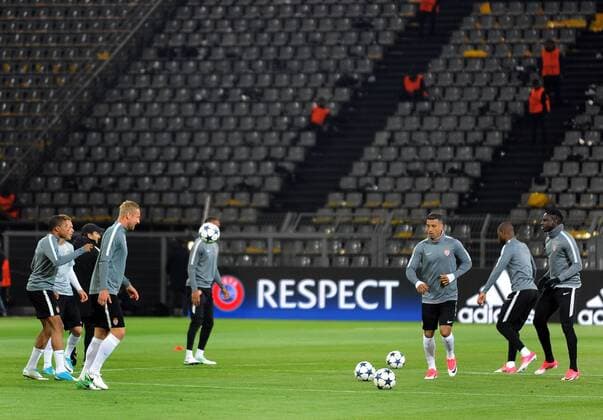 Championsleague Viertelfinale: Borussia Dortmund - AS Monaco 11.04.2017. Spielabsage wg. Unfalls Anschlag auf den Mannschaftsbus. Training der Monegassen nach der Spielabsage. HM