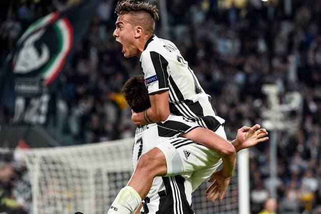 Paulo Dybala of Juventus celebrates scoring his second goal during the UEFA Champions League quarter final match between Juventus and Barcelona at the Juventus Stadium, Turin, Italy on 11 April 2017. Copyright: xGiuseppexMaffiax 14920053